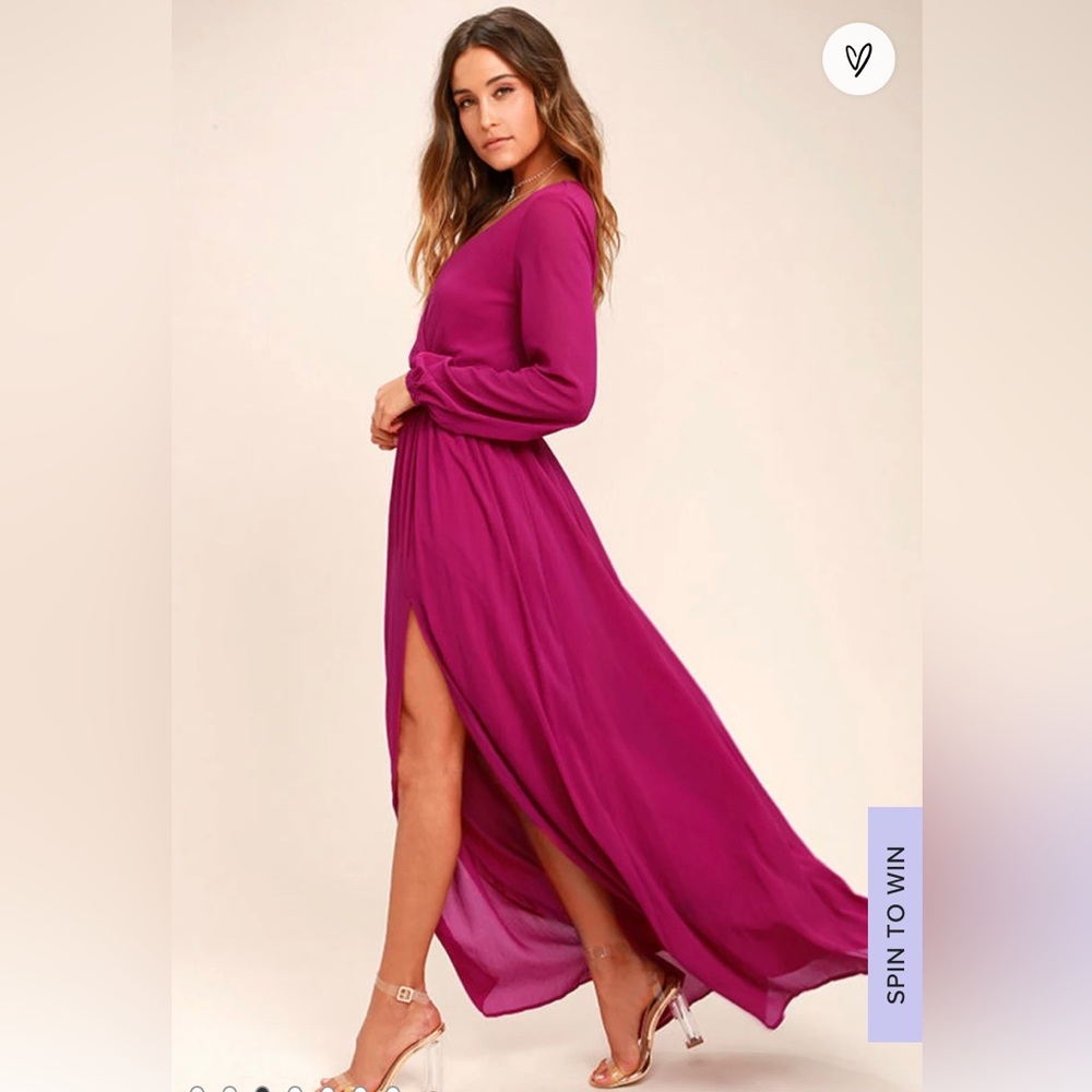 Lulus Magenta Long Sleeve Maxi Dress